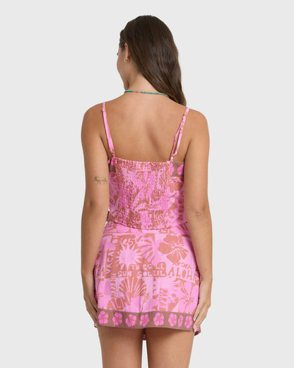 Billabong Women's Sun Faded Yarn-Dyed Wrap Mini Skirt - Party Pink