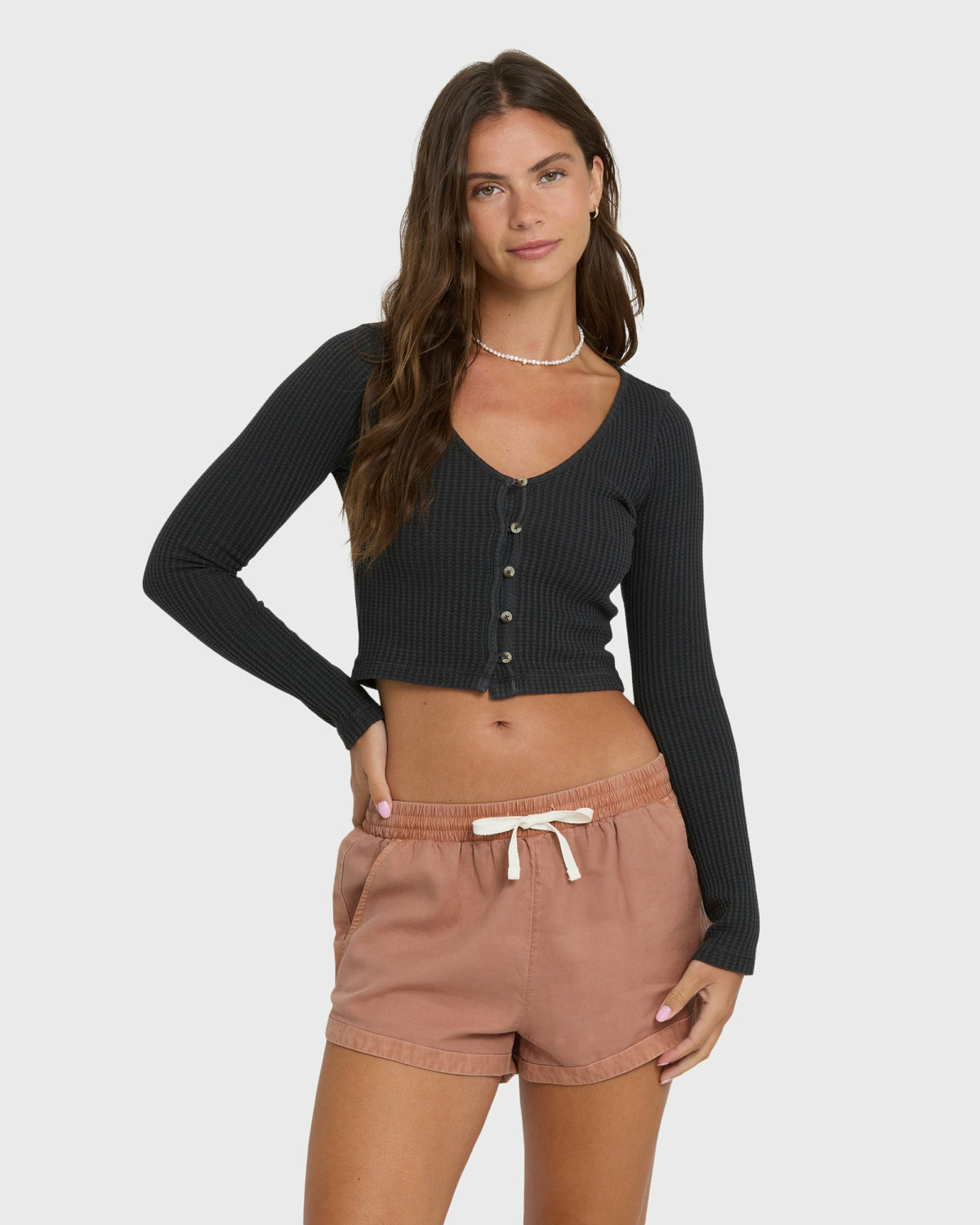 Billabong Women's Road Trippin Elastic Waist Woven Shorts - Sugar Almond
