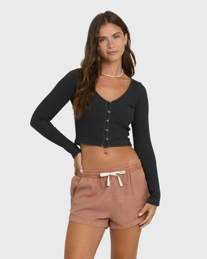 Billabong Women's Road Trippin Elastic Waist Woven Shorts - Sugar Almond