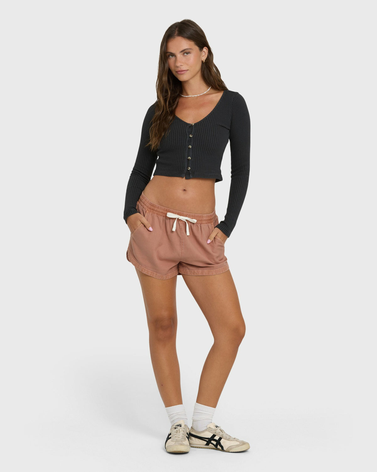 Billabong Women's Road Trippin Elastic Waist Woven Shorts - Sugar Almond