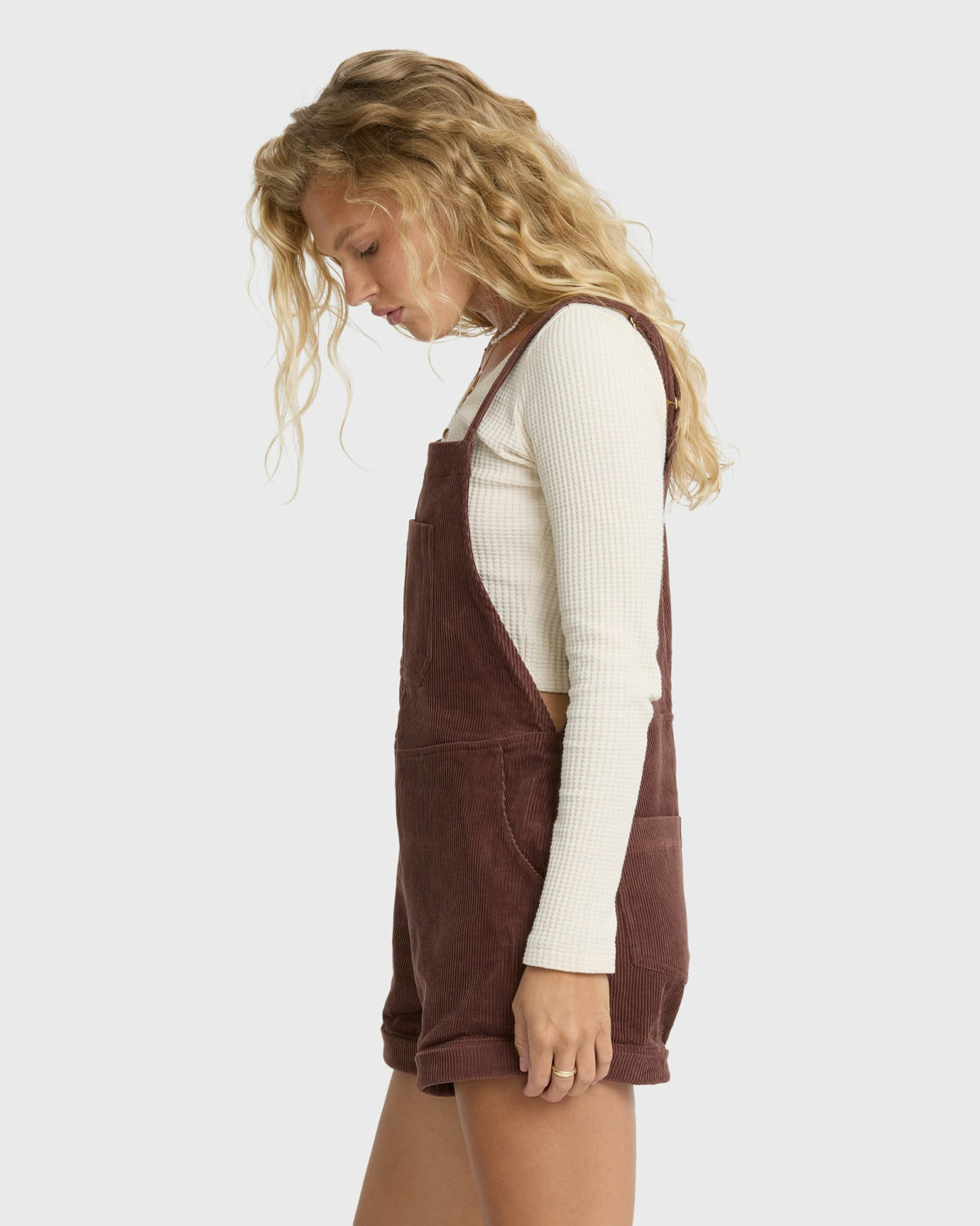 Billabong Women's Wild Pursuit Overall Cord Romper - Teak