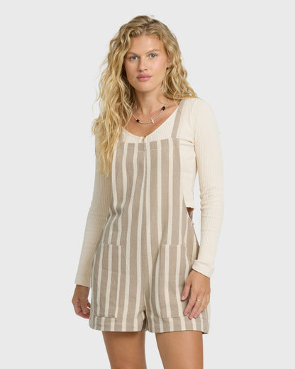 Billabong Women's Beach Crush Yarn-Dyed Overalls - Cobblestone