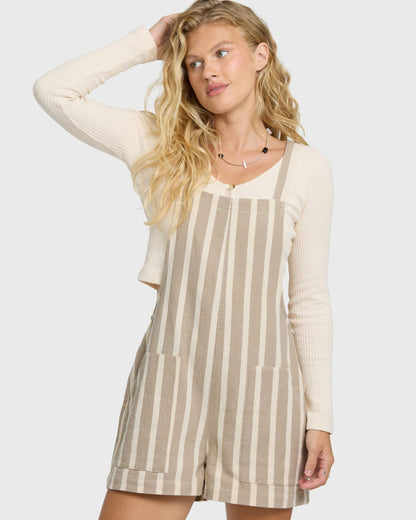 Billabong Women's Beach Crush Yarn-Dyed Overalls - Cobblestone