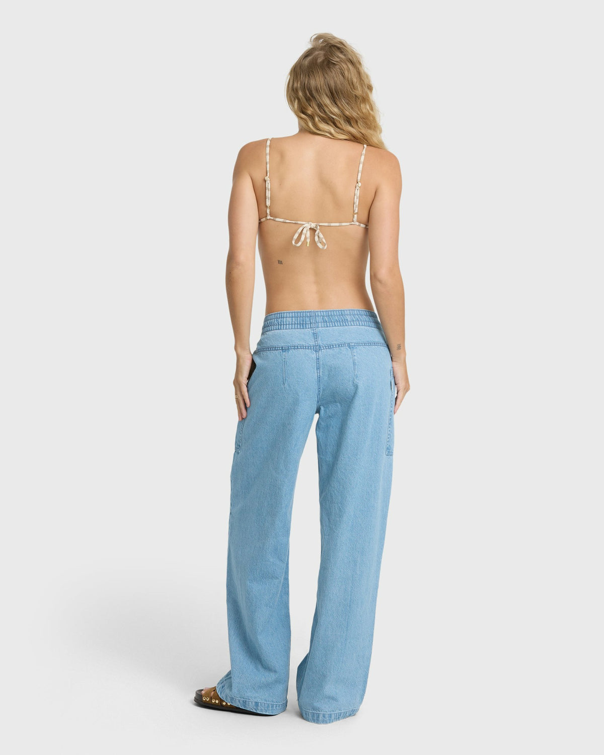 Billabong Women's Zonte Elastic Waist Saltwashed Denim Pants - Sea Blue