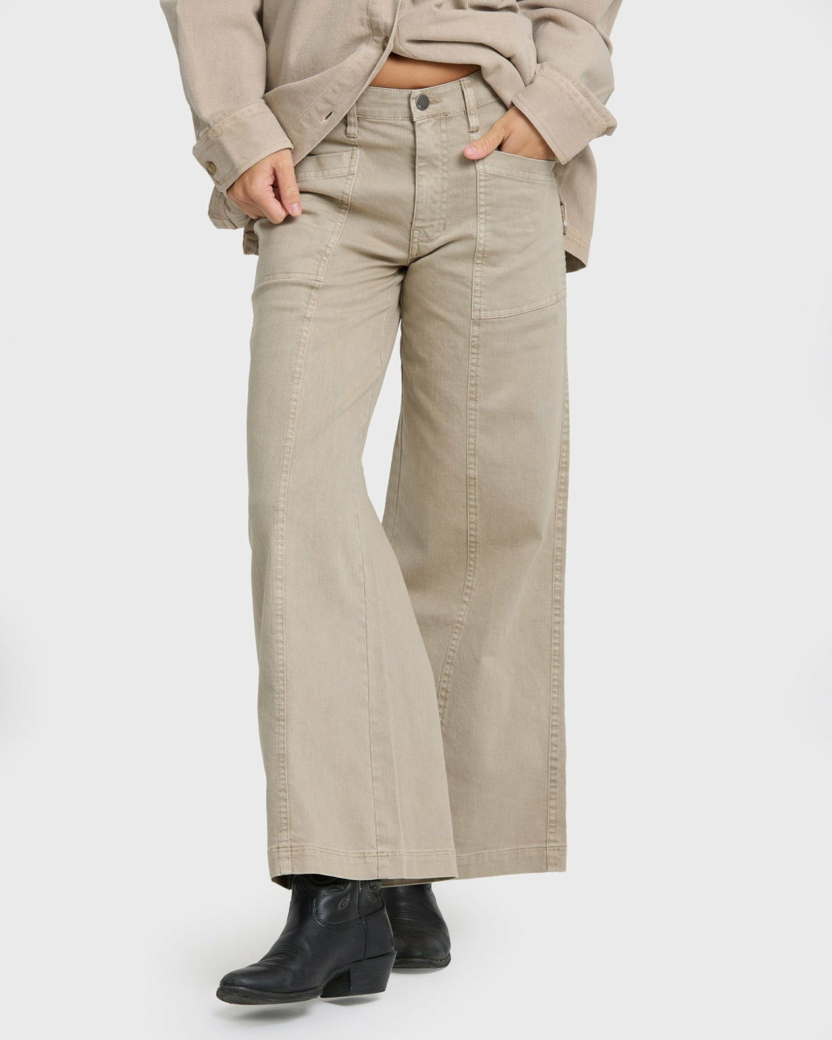 Billabong Women's Rival Wide Leg Pants - Cobblestone