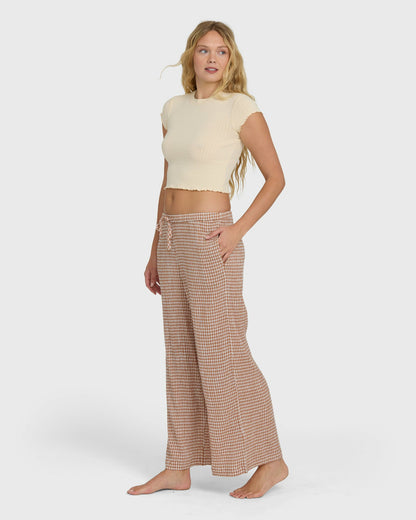 Billabong Women's Wanderer Bitty Check Pants - Sugar Almond