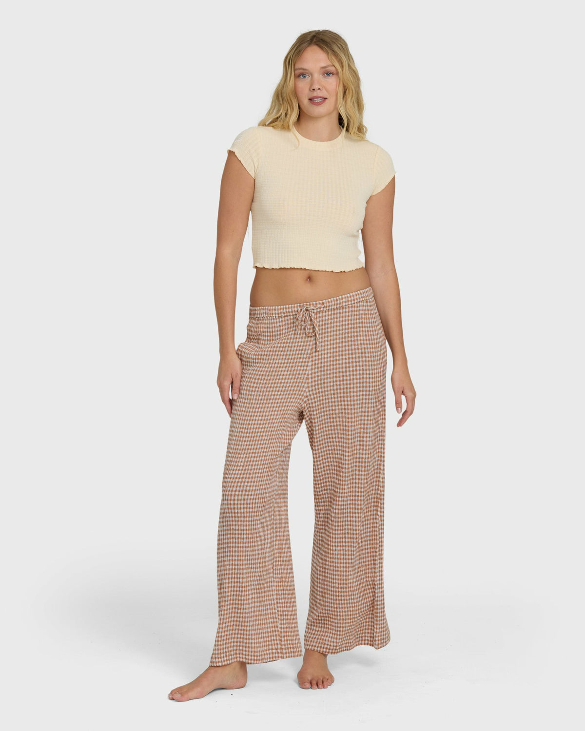 Billabong Women's Wanderer Bitty Check Pants - Sugar Almond