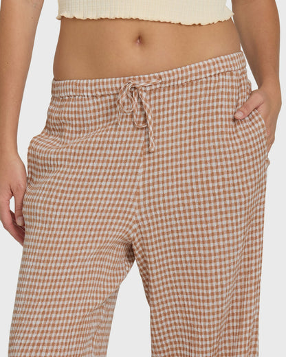 Billabong Women's Wanderer Bitty Check Pants - Sugar Almond