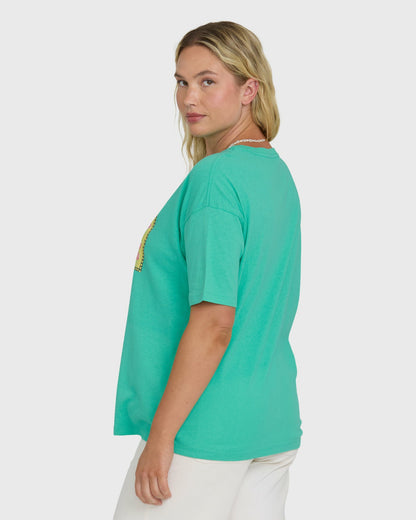 Billabong Women's Summer Heat Short Sleeve Knit Graphic T-Shirt - Green Tropics