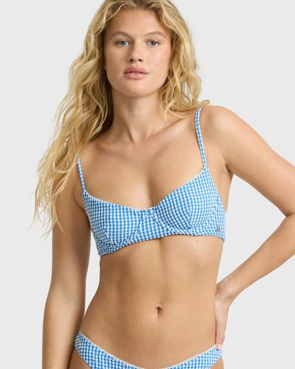 Billabong Women's Mini Wave Check Maui Bikini Bottoms - True Blue