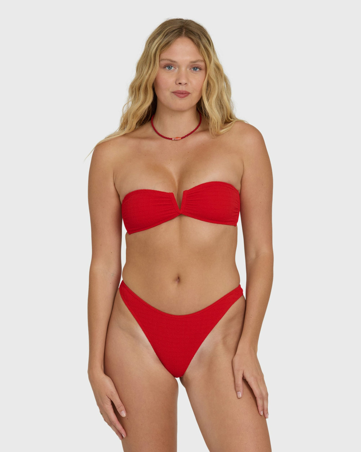 Billabong Women's Rising Tide V Bandeau Bikini Top - Fiesta Red