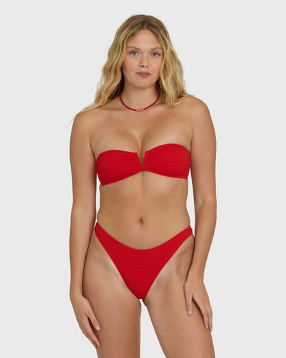 Billabong Women's Rising Tide V Bandeau Bikini Top - Fiesta Red