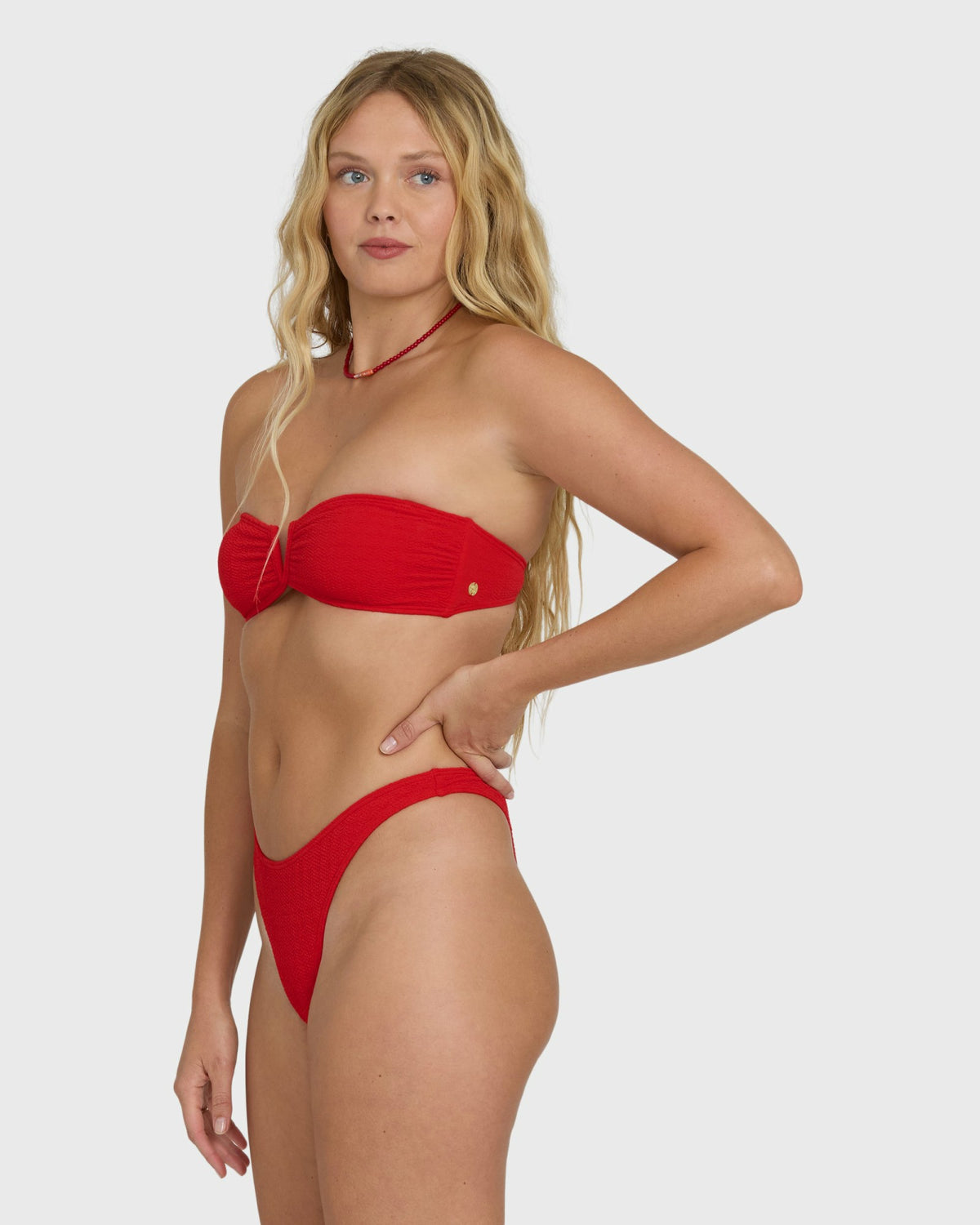 Billabong Women's Rising Tide V Bandeau Bikini Top - Fiesta Red