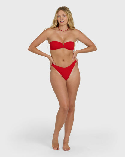 Billabong Women's Rising Tide V Bandeau Bikini Top - Fiesta Red