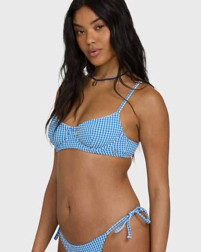 Billabong Women's Mini Wave Check Helena Underwire Bikini Top - True Blue