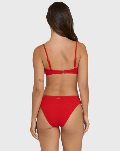 Billabong Women's Rising Tide Ruched V Bralette Bikini Top - Fiesta Red