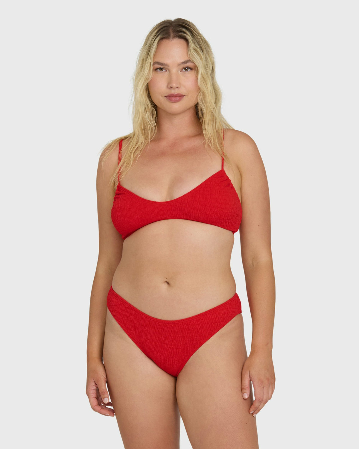 Billabong Women's Rising Tide Ruched V Bralette Bikini Top - Fiesta Red