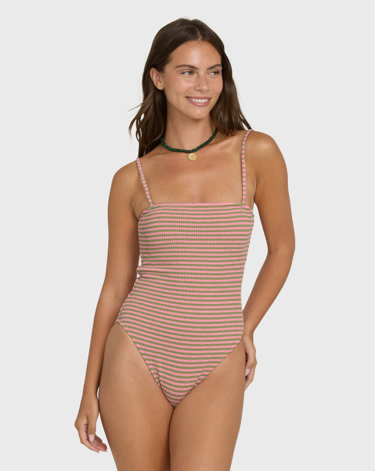 Billabong Women's Summer Hi Yarn-Dyed Tully One Piece Swimsuit - Cedar