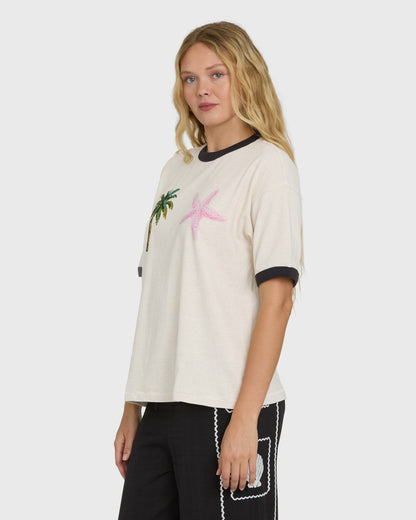 Billabong Women's Fun Paradise Short Sleeve Cotton T-Shirt - White Cap