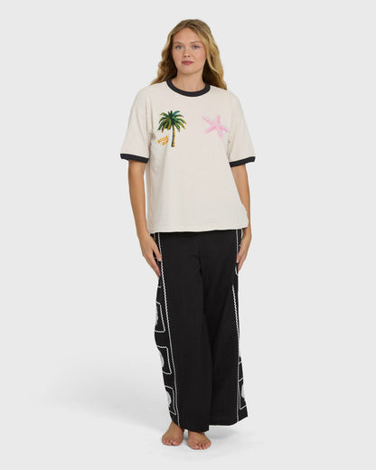 Billabong Women's Fun Paradise Short Sleeve Cotton T-Shirt - White Cap