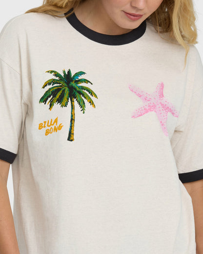 Billabong Women's Fun Paradise Short Sleeve Cotton T-Shirt - White Cap