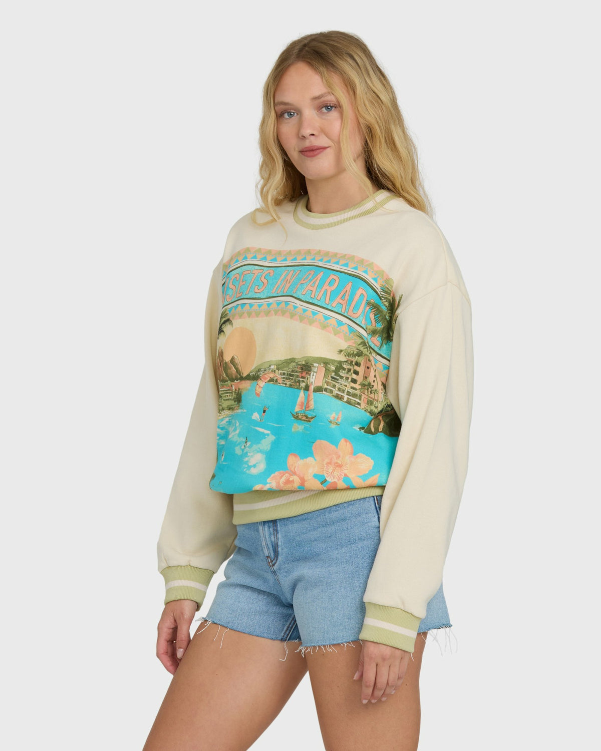 Billabong Women's Summer Dreams Kendal Crewneck Sweatshirt - White Cap