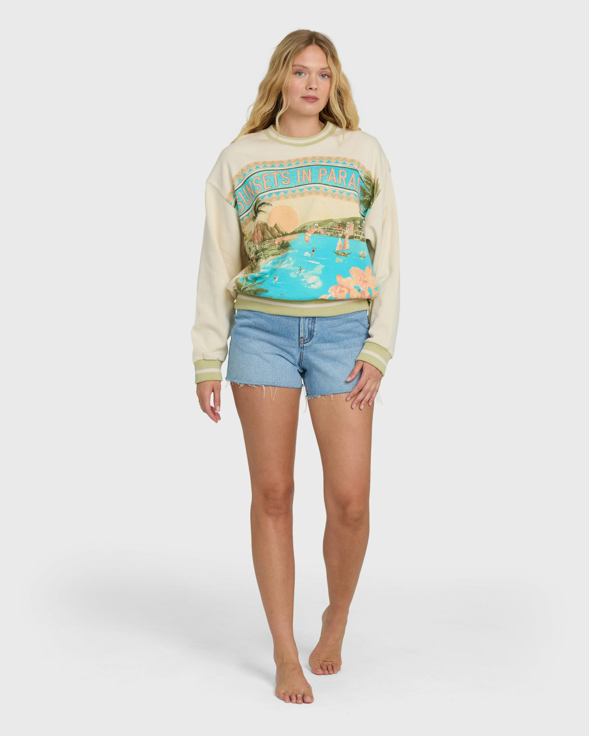 Billabong Women's Summer Dreams Kendal Crewneck Sweatshirt - White Cap