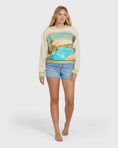 Billabong Women's Summer Dreams Kendal Crewneck Sweatshirt - White Cap