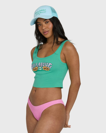 Billabong Women's Hibiscus Minds Tank Top - Green Tropics