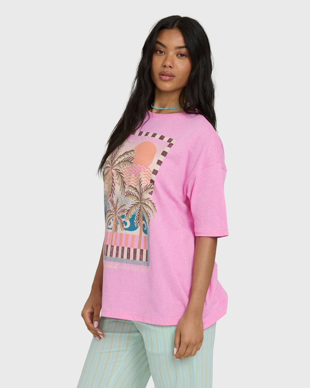 Billabong Women's Feel The Heat Short Sleeve Knit T-Shirt - Party Pink