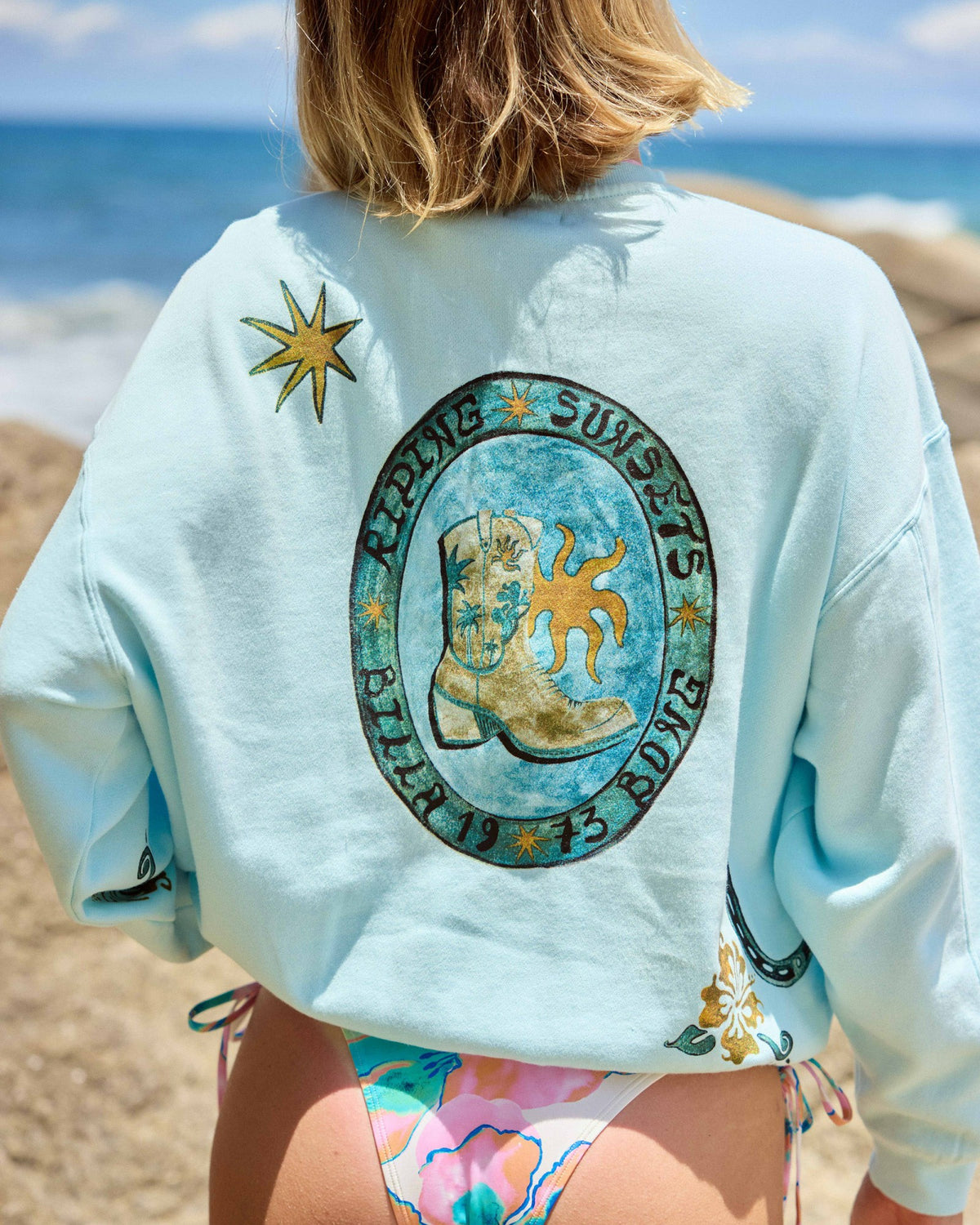 Billabong Women's Sunset Rider Kendal Crewneck Sweatshirt - Clearwater