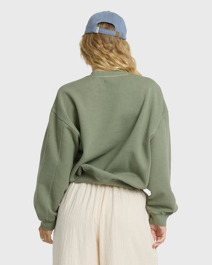Billabong Women's Vibes Kendal Crewneck Sweatshirt - Army Green