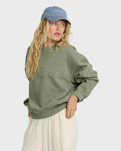 Billabong Women's Vibes Kendal Crewneck Sweatshirt - Army Green
