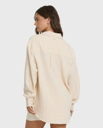 Billabong Women's Wanderer Long Sleeve Woven Shirt - Dove