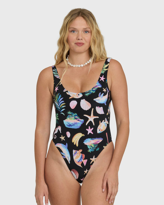 Billabong Women's Party Wave Tanker One Piece Swimsuit - Black Pebble