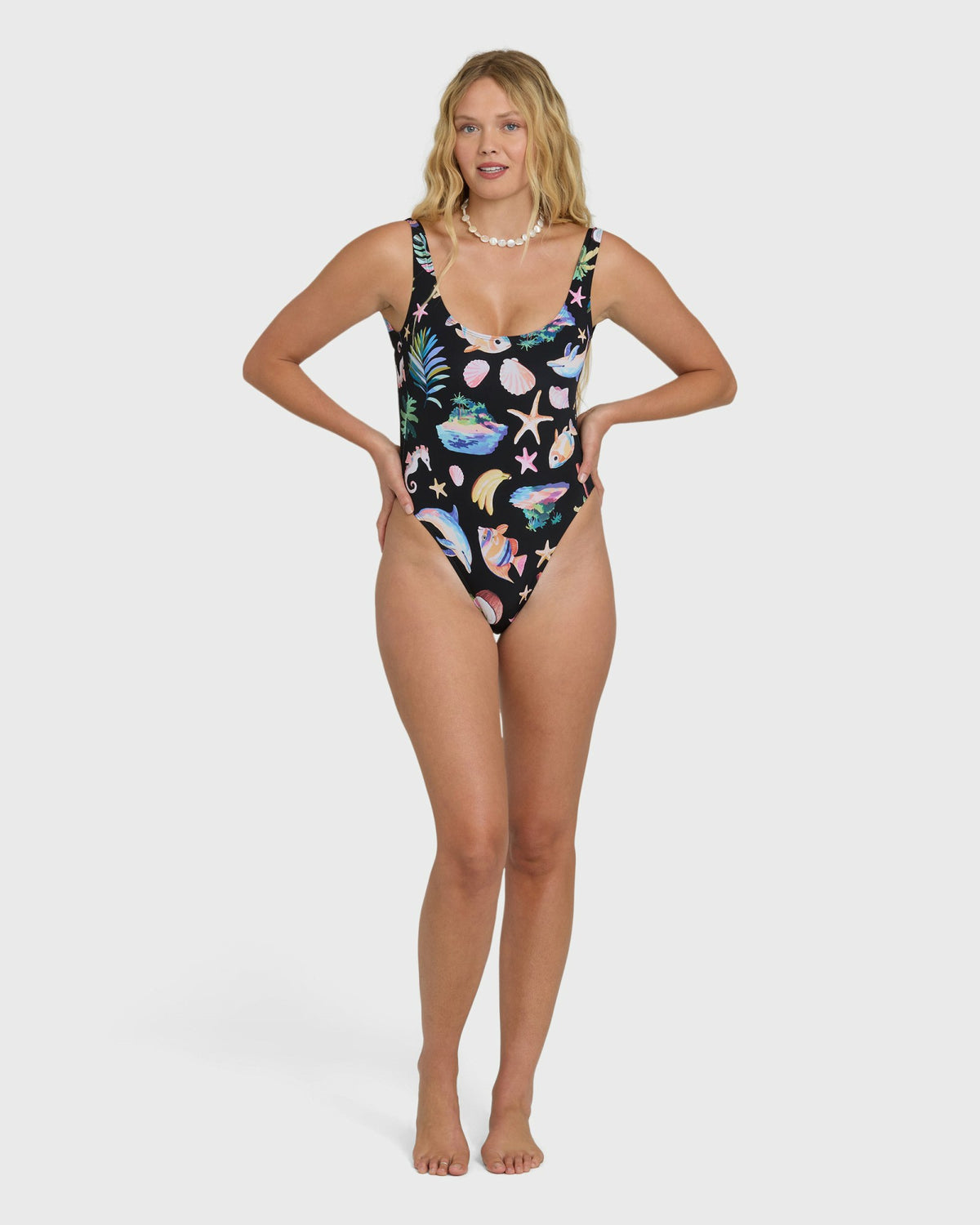 Billabong Women's Party Wave Tanker One Piece Swimsuit - Black Pebble