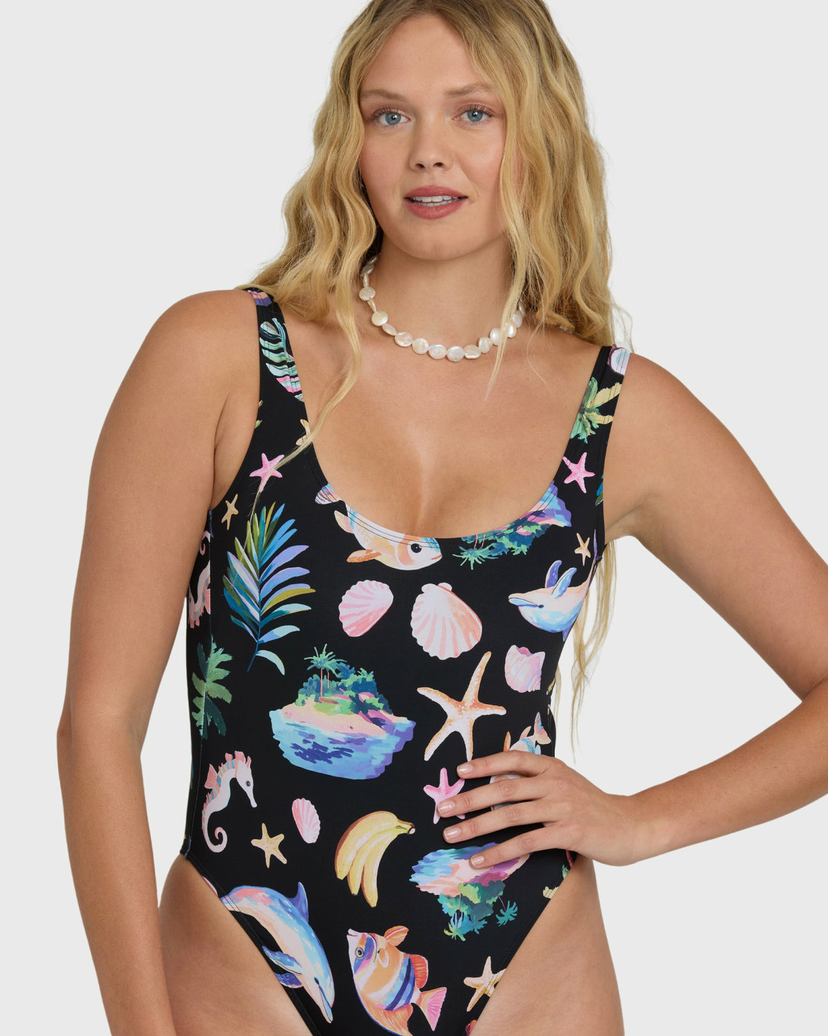 Billabong Women's Party Wave Tanker One Piece Swimsuit - Black Pebble