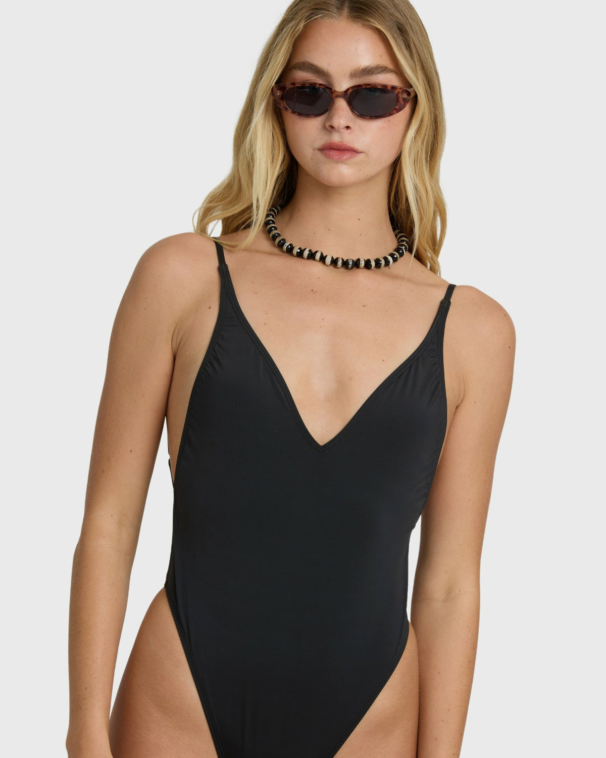 Billabong Women's Sol Searcher Deep V One-piece Swimsuit - Black Pebble