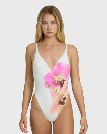 Billabong Women's Sunny Shore Deep V One-piece Swimsuit - Salt Crystal