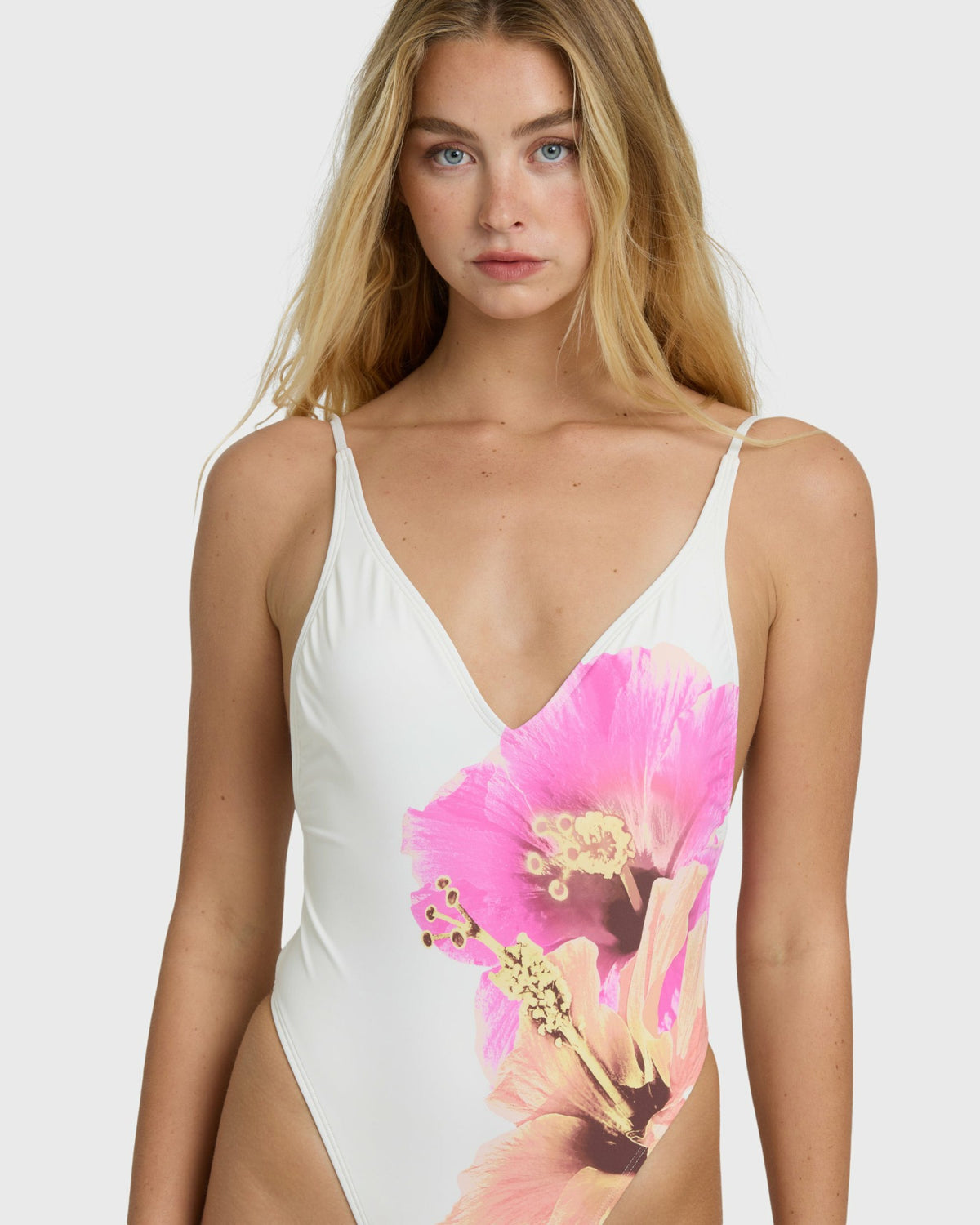 Billabong Women's Sunny Shore Deep V One-piece Swimsuit - Salt Crystal