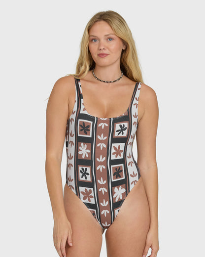 Billabong Women's Stay Grounded Tanker One Piece Swimsuit - Brown Stone