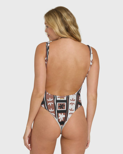 Billabong Women's Stay Grounded Tanker One Piece Swimsuit - Brown Stone