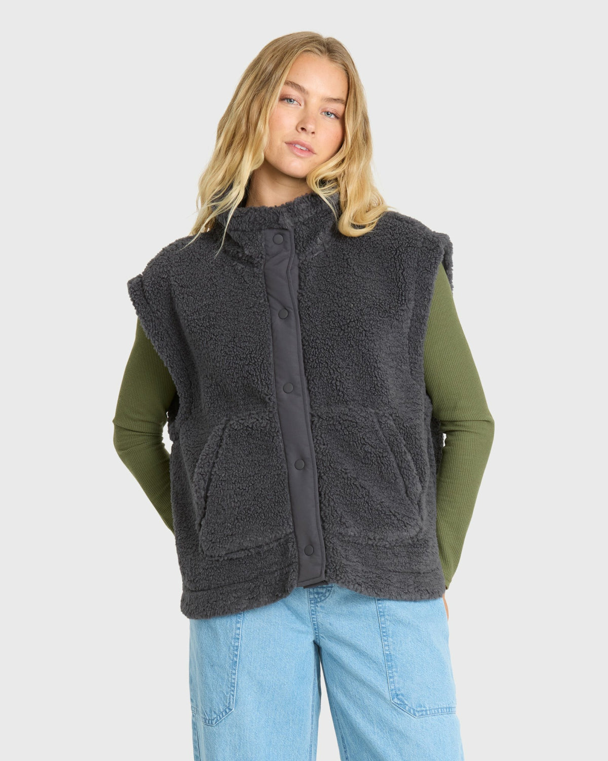 Billabong Women's Waver Fleece Vest - Black Sands