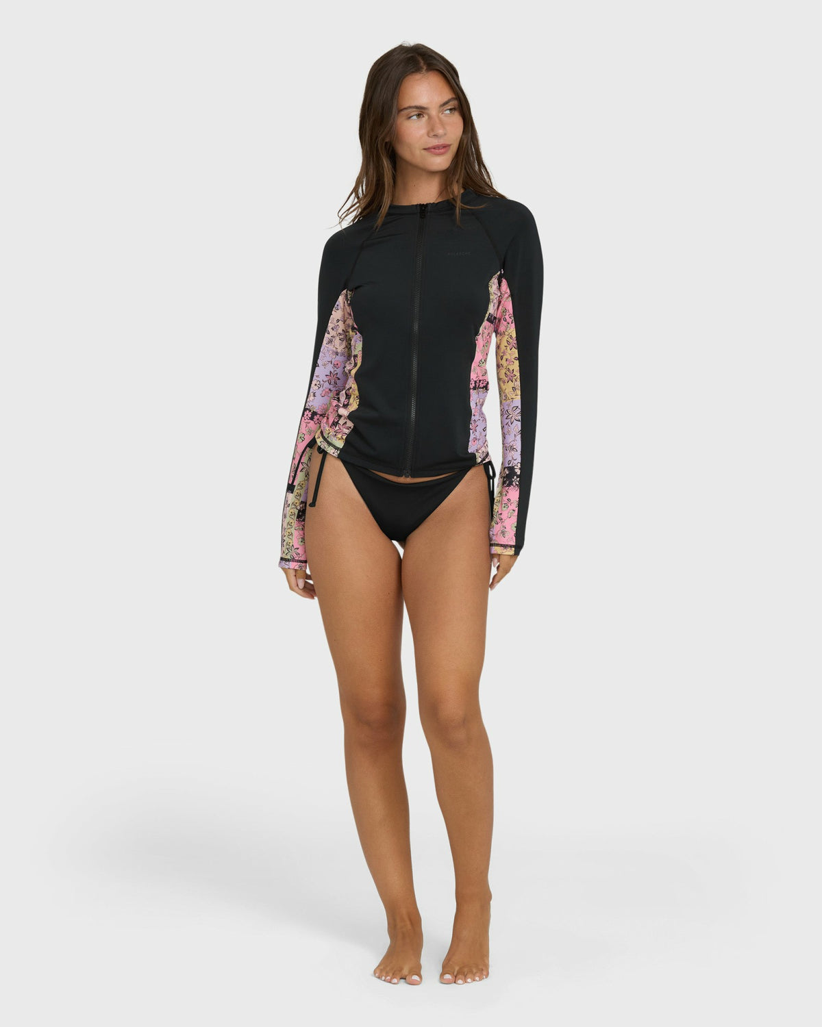 Billabong Women's Dreamy Daze Zip Front Long Sleeve Rashguard - Black Pebble