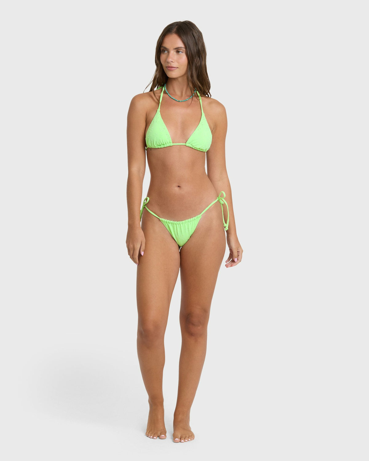 Billabong Women's Simply Sweet Eyelet Low Tide Hike Bikini Bottoms - Green Glow