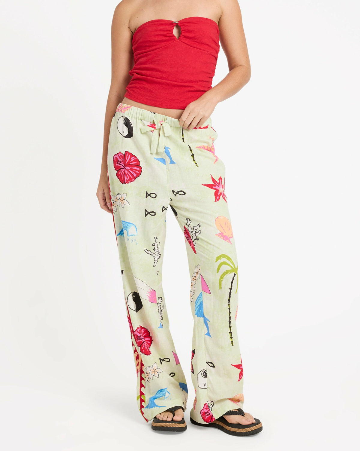 Billabong Women's Lottie Hall Woven Elastic Waist Pants - Sunny Lime