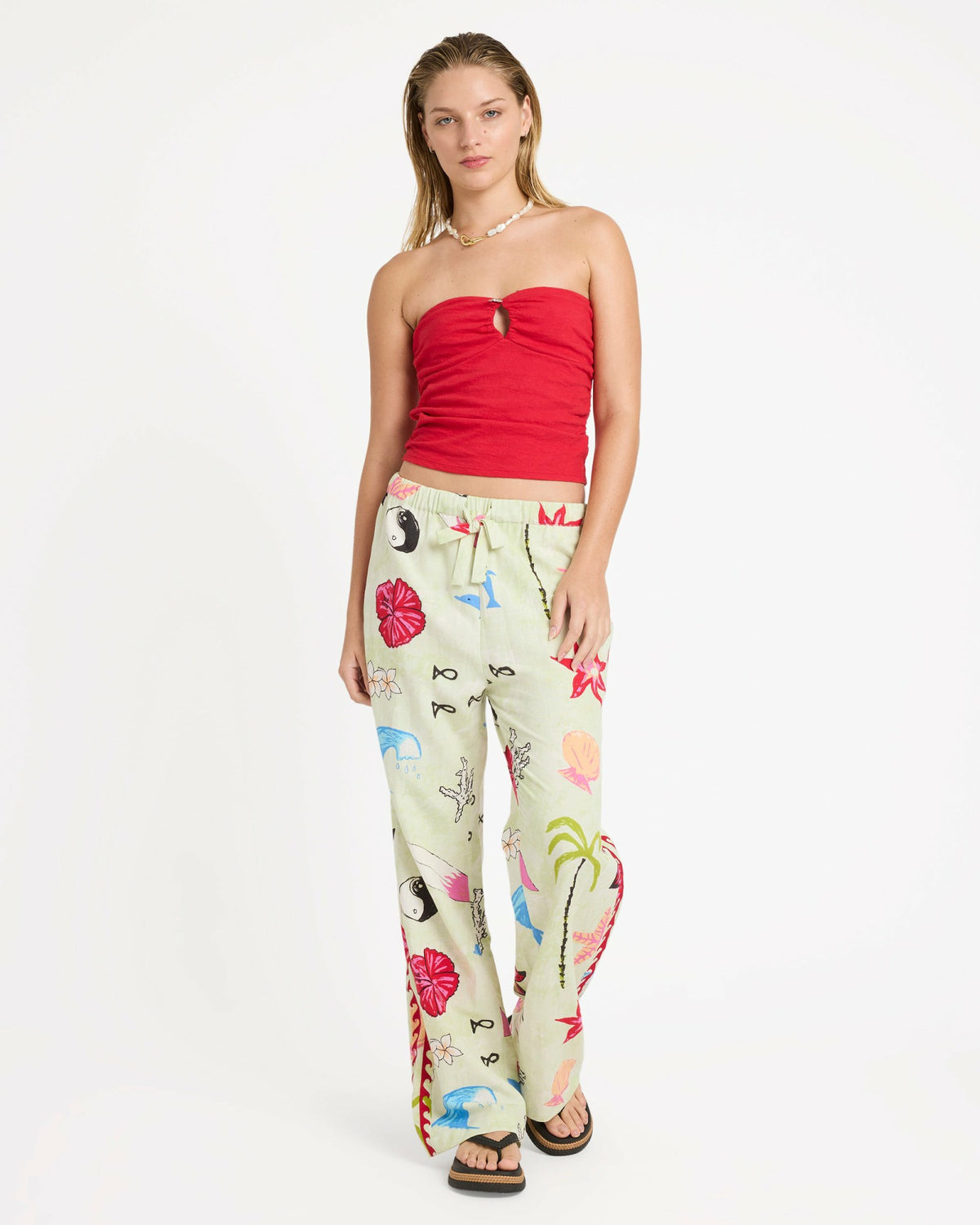 Billabong Women's Lottie Hall Woven Elastic Waist Pants - Sunny Lime