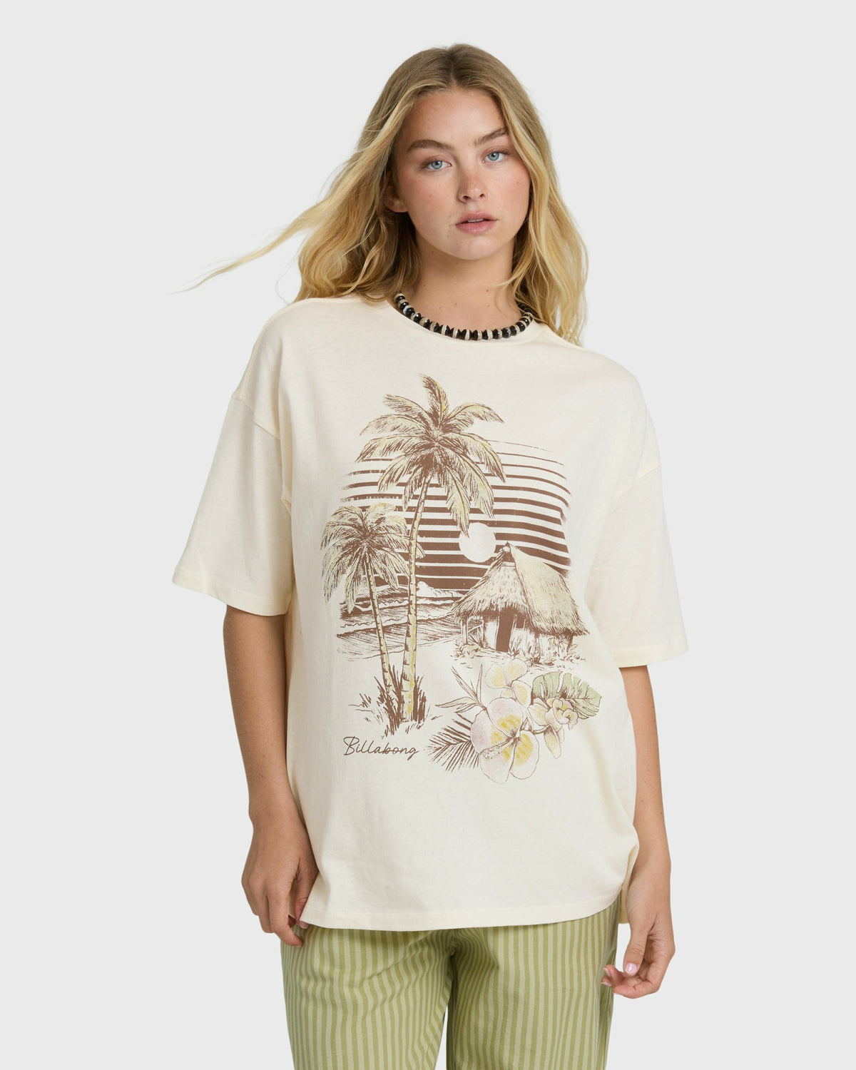 Billabong Women's Will Find Me Here Short Sleeve T-Shirt - White Cap