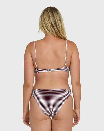 Billabong Women's Mini Wave Check Tropic Medium Bikini Bottom - Red Dahlia