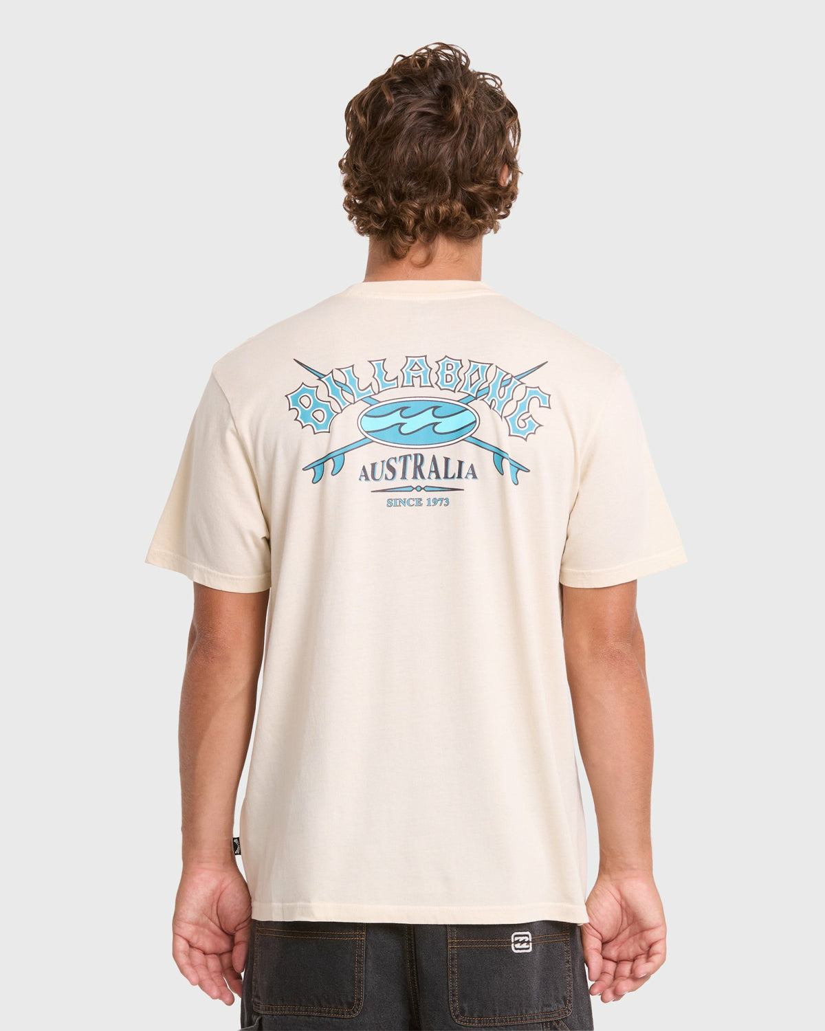 Billabong Men's Heritage Arch Wave Washed Premium Short Sleeve Cotton T-Shirt - Oatmeal